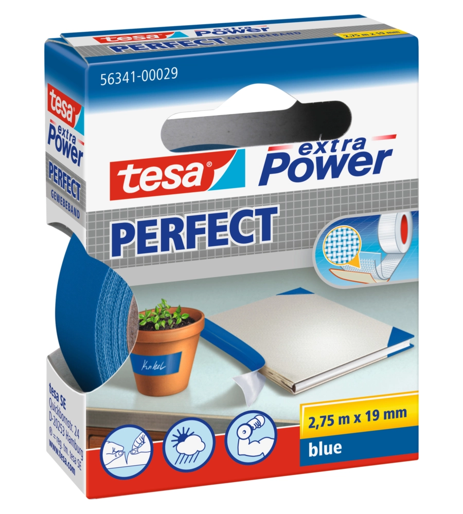 NASTRO ADESIVO "EXTRA POWER" COLORE BLU, 2,75 MT X 19 MM - TESA